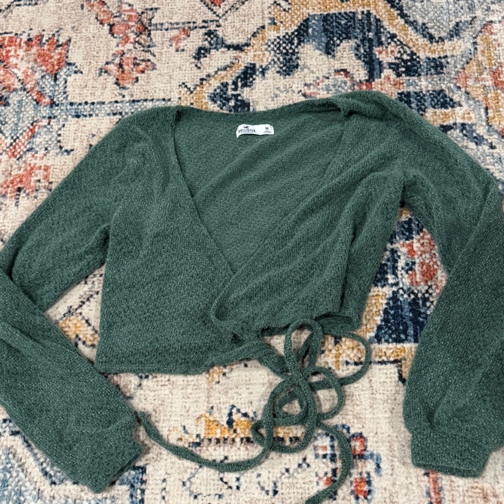 Hollister Green Wrap Sweater Top